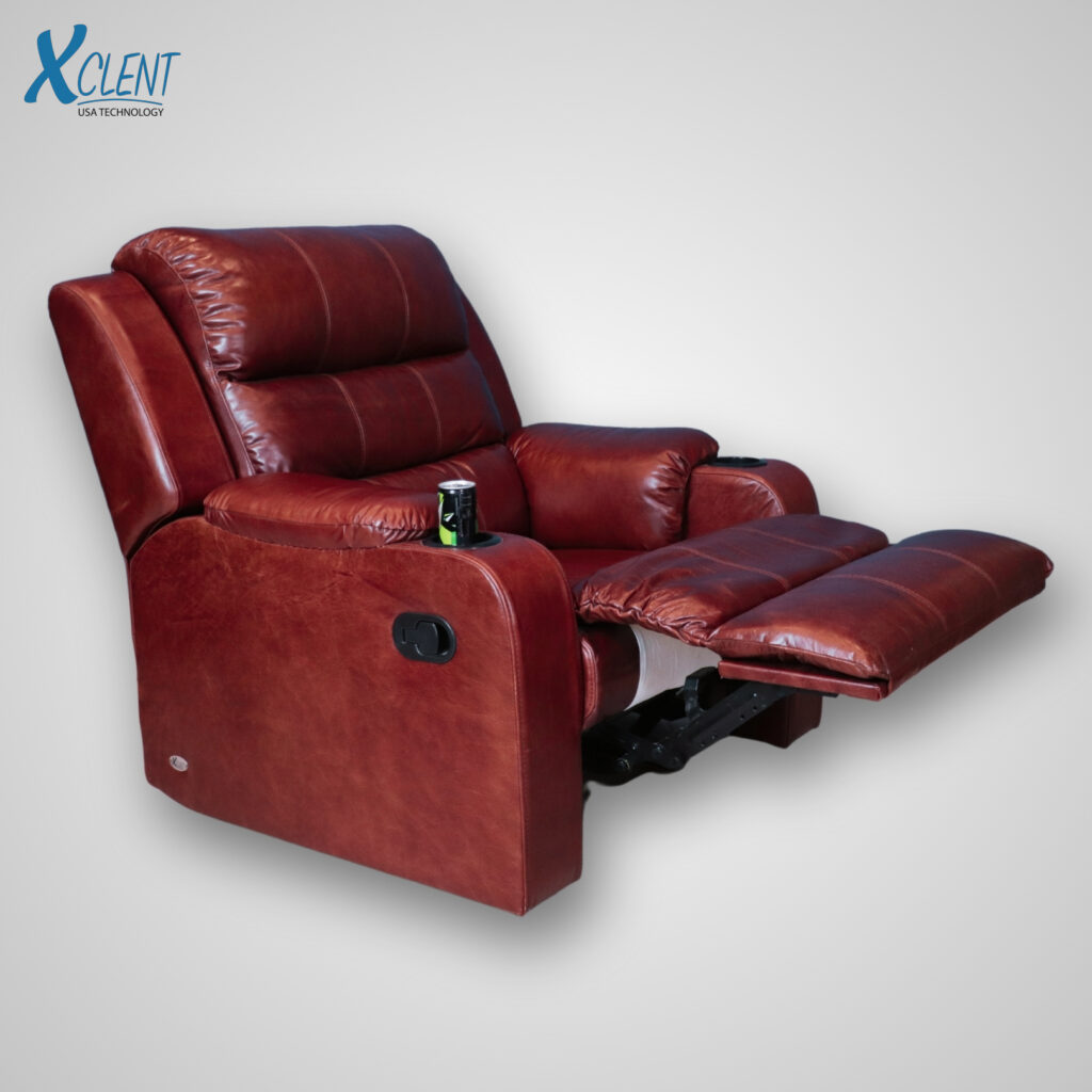 Manual Recliner Pure Leather with Cupholders - Image 4
